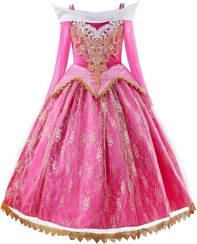 JerrisApparel Girls Pink Princess Costume Halloween Cosplay Party Dress up