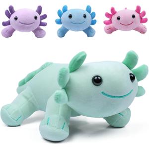 Axolotl Plush Toy, 10.8 Soft Cute Axolotl Stuffed Cotton Plush Pillow Kawaii Salamander Animal for Boys Girls Kids Gift (Green)