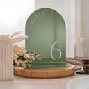 Beautiful Gold Wedding Table Numbers with Stands - Elegant Double Sided 5x7 inch Acrylic Signs Numbered 1-15 - The Perfect Decor for Your Wedding Reception Or Events (Green)