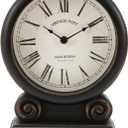 NIKKY HOME Mantel Clock, Retro Desk Clock Silent-Non-Ticking Battery Operated Wooden Mantel Clock for Living Room, Bedroom, Shelf Decoration, Fireplace, Farmhouse Decor