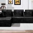 HABUTWAY 105" L-Shape Modular Sectional Sofa Couch for Living Room,No Assembly Required,Modular Comfy Sofa with Deep Seat for Living Room Bedroom,Luxury Distressed Velvet(Left,Black)