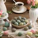 Weysat 32 Pcs Easter Speckled Eggs Neutral Plastic Fake Chicken Eggs 2.36'' Textured Easter Decor Pastel Bowl Vase Fillers Farmhouse Spring Decorations for Vintage Home Table DIY Craft (Vintage Green)