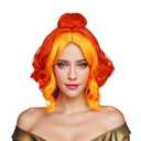 Red Orange Curly Wig for Women Ombre Wavy Wigs Party Wig Heat Resistant Synthetic Wigs Costume Halloween (Orange Ombre)