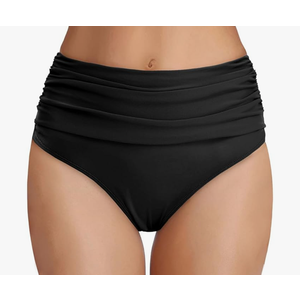 Tempt Me Women's High Waisted Bikini Bottom Tummy Control Ruched Bathing Suit Swim Bottom L