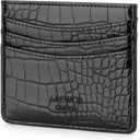 Slim Wallet Minimalist Front Pocket RFID Blocking Men and Women Leather Wallets (Black-Crocodile)