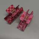 2 Pcs Valentine's Day Hair Claw Clips, Large Square Claw Clip for Thick and Thin Hair, Valentine's Day Hair Clips, Pink Red Love Heart Hair Claw, Romantick Valentines Hair Accessories for Women Girls