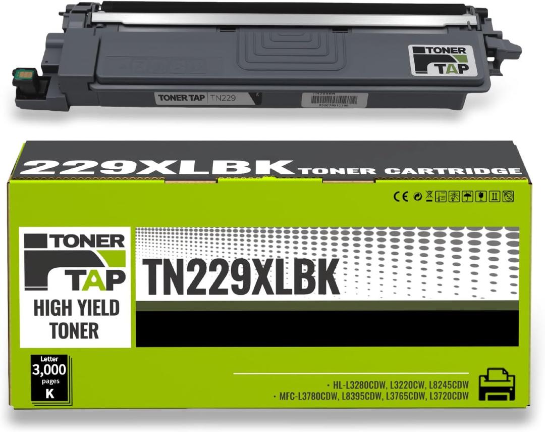 TonerTap TN229XL Black Toner High Yield, Replacement for Brother TN229 & TN229XLBK, Compatible with Brother HL-L3280CDW, MFC-L3780CDW, HL-L8265CDW and More (Non-OEM)