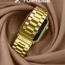 Fullmosa Metal Band Compatible with Apple Watch Bands 45mm 44mm 42mm, iWatch Band with Case for Apple Watch Series 9 8 7 6 5 4 3 2 1 SE3/2/1, Golden