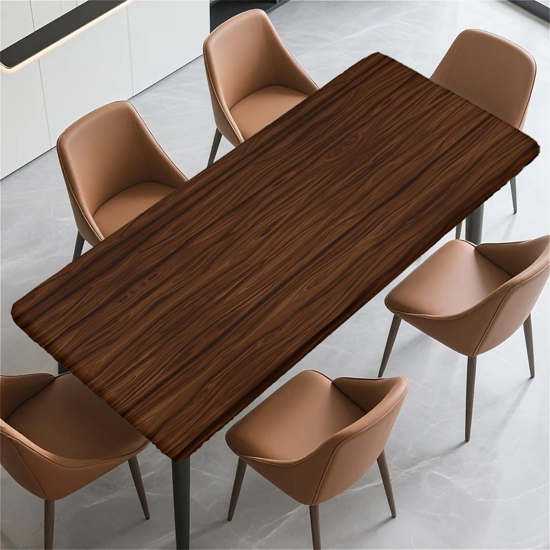 Rectangle Table Cloth Cover Waterproof Elastic Fitted Polyester Fitted Tablecloths for 4 Foot Tables for Indoor,Picnic, Camping, Outdoors48" x 30"Wood Grain