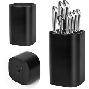 Universal Knife Block Holder Without Knives: Olycism Knife Holder for Counter Top 21 Knives, Scissors & Sharpener Easy Cleaning Kitchen Knife Storage for Spacing Saving Black