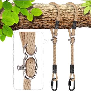 BeneLabel Tree Swing Ropes, Hammock Tree Swings Hanging Straps, Adjustable Extendable, for Outdoor Swings Hammock Playground Set Accessories, 5ft(60"), 2 Pack, Raw White (1.5m)