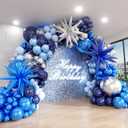 Blue Balloon Arch Kit, 152Pcs Explosion Star Various Blue and Silver Latex Balloon Garland kit Different Size Balloons for Anniversary Birthday Wedding Baby Shower Dark Party Decorations