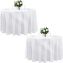 Cuckan 120 Inch Round Tablecloth, 2 Pack White Stain Resistant and Wrinkle-Free Polyester Table Cover for Wedding, Banquet, Party, Restaurant [White], [2-Pack]