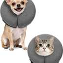 MIDOG Inflatable Dog Cone Collar  Soft Dog Cone Alternative After Surgery, Comfortable Recovery Neck Donut ECollar for Small Medium & Large Dogs and Cats to Stop Licking & Vision-Friendly (Grey,XS)
