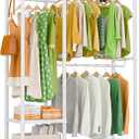 LEHOM G3 Garment Rack Heavy Duty Clothes Rack for Hanging Clothes, Freestanding Portable Wire Clothing Rack with Shelves, Adjustable Wardrobe Closet Rack, DIY Hanging Clothes Racks for Bedroom,White