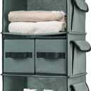 SMIRLY 6 Shelf Hanging Closet Organizer Hanging Shelves, Closet Hanging Organizer with 2 Sturdy Hooks for Wardrobe, Nursery, Storage (Grey, 3 Shelf)