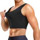 TAILONG Mens Compression Corset Vest Hide Gynecomastia Chest Binder Tank Top Faja para Hombre (2 XLarge, Black)