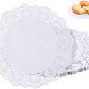 100 Pieces Paper Doilies, 12 Inch Doilies for Food, Disposable Lace Paper Doilies for Tables, Round Paper Placemats Bulk for Cakes Desserts Crafts (White)