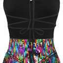 Women Sexy Sequin Fringe Bodysuit Romper Sparkly Tassel Latin Jazz Dance Acrobat Costume Dancing Music Festival Rave Outfits (Rainbow, M)