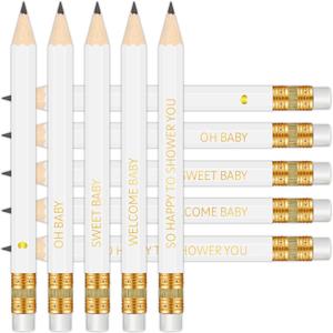 50Pcs  Baby Shower Sharpened Half Pencils with Erasers, Pre-sharpened Pencils for Baby Shower Games, 4 Inches