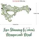 2 x Lace Masquerade Mask for Women - Venetian Party, Prom, Mardi Gras, Halloween (One Size, Phantom Green Olive)