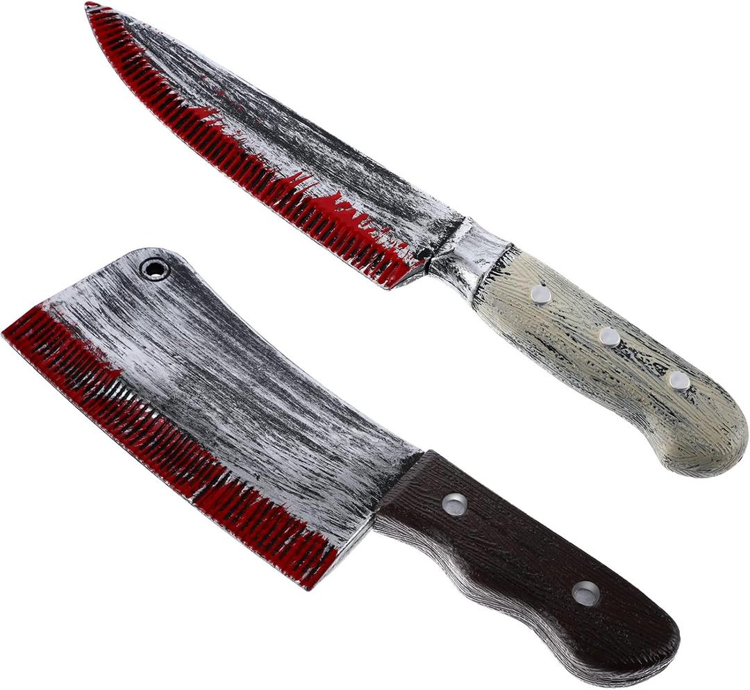 2 Pieces Plastic Bloody Knife Halloween Bloody Toy Knife for Halloween Costume Accessory