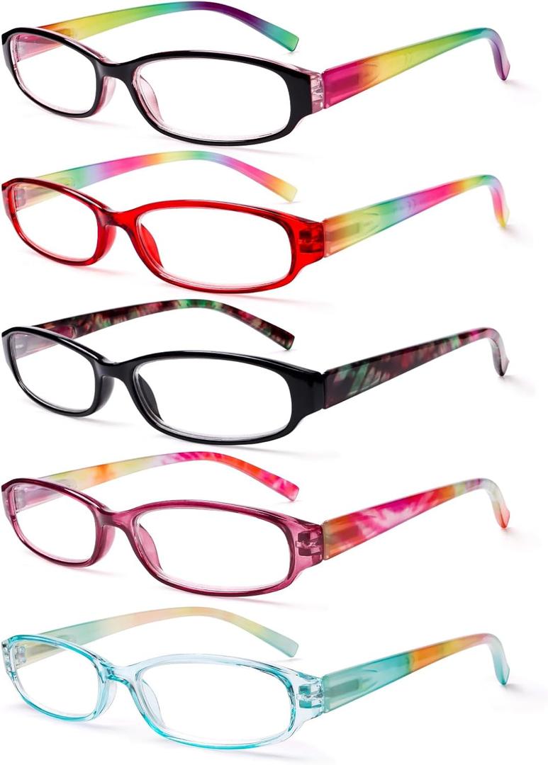 BIENCOOL 5 Pack Reading Glasses for Women - Fashion Spring Hinge Eyeglasses, Ladies Readers