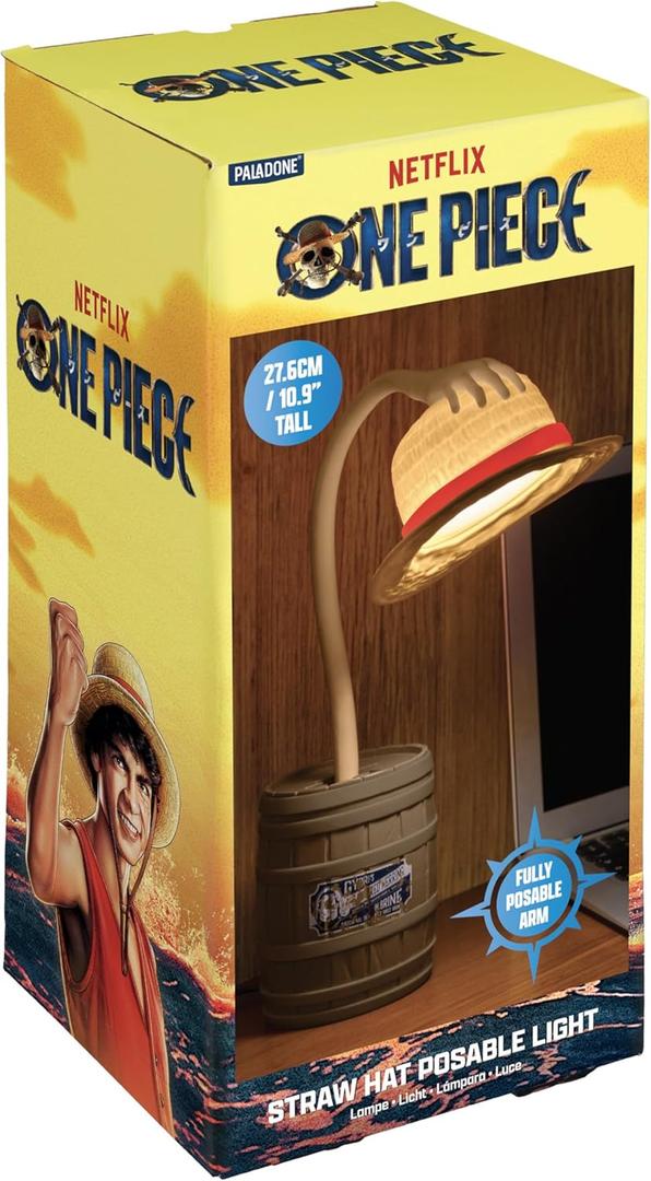Paladone One Piece Straw Hat Posable Desk Light, Officially Licensed Anime Bendable Lamp for Pop Culture Fans, Bedroom, Home, Office