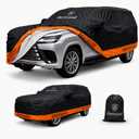 BERTRAND Heavy Duty SUV Car Cover Waterproof All Weather, S3 to 210 in | Multilayer composite, rain, snow, wind, sun protection, 8-point anchoring, cotton lining, door zipper, size chart