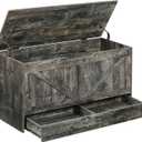 HOOBRO Storage Chest, 39.3" Toy Chest with Drawer, Wooden Storage Bench, Sturdy Entryway Bench Supports 220 lb, Shoe Bench, Safety Hinge, U-Shaped Opening, Easy Assembly, Vintage Gray VP710CW01G1 (39.3"L x 15.7"W x 19.7"H)