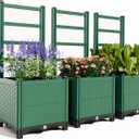 Outdoor Raised Garden Bed - Stackable Vertical Planter with Trellis for Vegetables & Flowers | Durable Resin, Tool-Free Assembly | Perfect for Balcony, Patio, Deck (47.24" H)