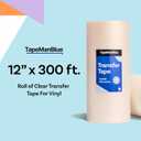 TapeManBlue 12" x 300' Roll of Clear Transfer Tape for Vinyl, Made in America, Premium-Grade Vinyl Transfer Tape for Crafts, Decals, and Letters