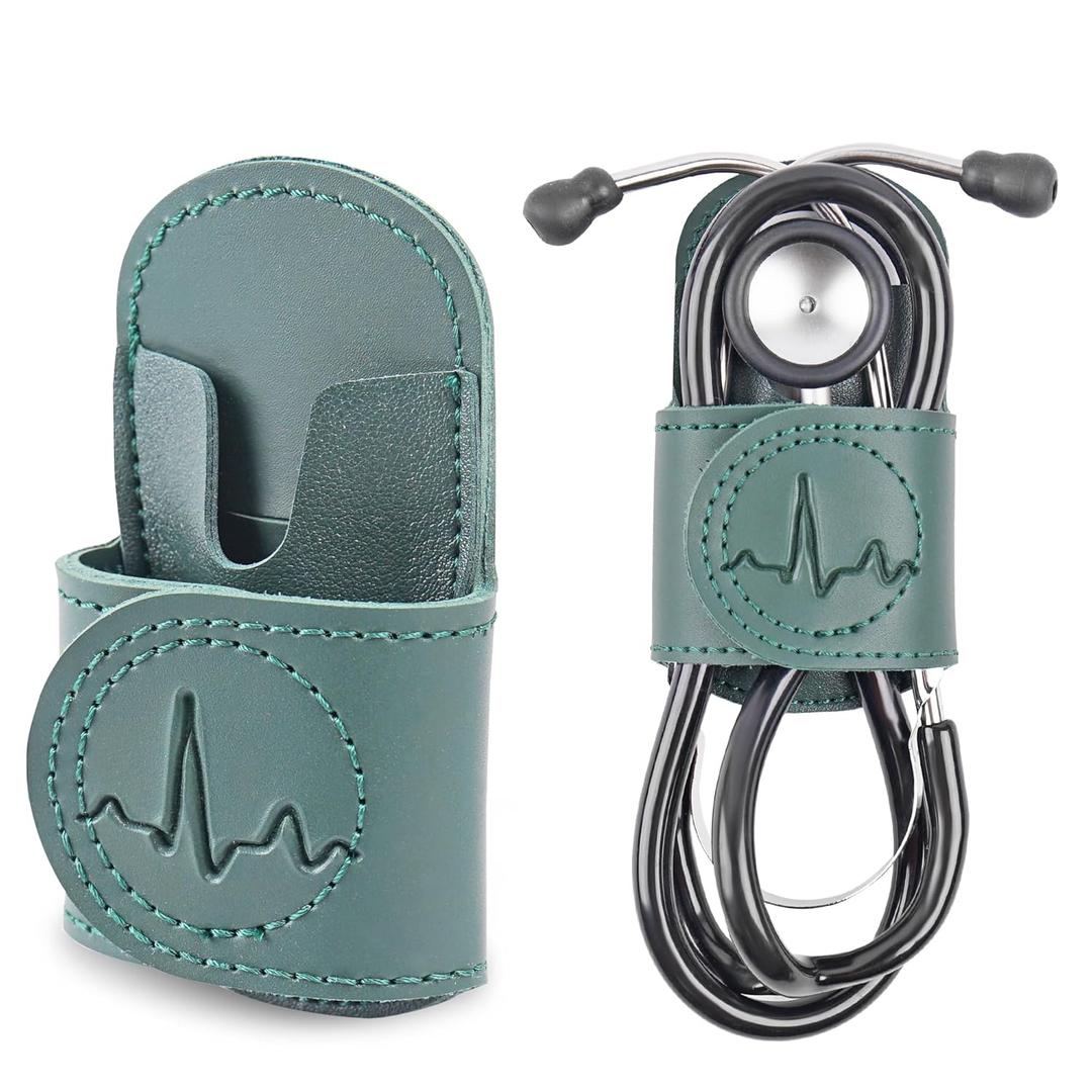 Stethoscope Holder Hip Clip.Night Shift Nurse Essentials Organizer,3M Littmann Stethoscope Belt Clip for Scrubs, Nursing Tools Holster Case,Teaching Stethoscope Holder (1-Dark Green)