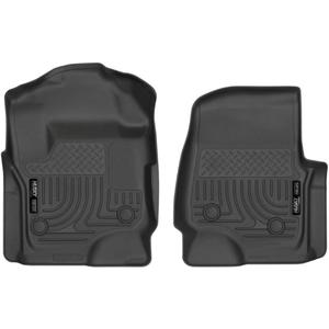 Husky Liners Weatherbeater Floor Mats | Fits 2017-2025 Ford F-250/F-350/F-450 SUPERCREW & SUPERCAB ONLY with Factory Vinyl Flooring | Front Row, 2-pc Black - 13321