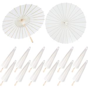 Aodaer 12 Pack 33 Inches Paper Umbrellas for Wedding Chinese Japanese Parasol Paper Decorative Oiled Umbrella DIY Painting Crafts for Bridal Party Decor Photography Props, White