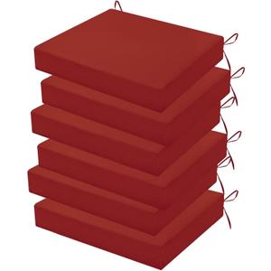 Outdoor Chair Cushions Set of 6, 18.5 x 16 Inch Patio Chair Cushions for Outdoor Furniture, Water Resistant, Non-Slip Ties(Brick Red)