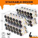 SCAVATA 4 Pack Skinny Can Organizer for Refrigerator, Stackable Tall Skinny Soda Pop Can Holder Dispenser with Lid for Fridge Pantry Rack Freezer, Clear Plastic Storage Bins-Holds 12 Slim Cans Each