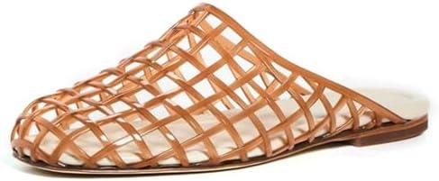 SUIARA Jelly Shoes for Women Jelly Mesh Flat Sandals Closed Toe Round Toe Slides Flats Slip on Summer Slippers Mules 11