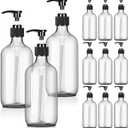 Tessco for you 12 Pack Clear Soap Dispenser Empty Plastic Pump Bottles Dispenser Refillable Shampoo Container for Hand Sanitizer Soap Lotion Body Wash Conditioner Bathroom Kitchen Travel(16.9 oz)