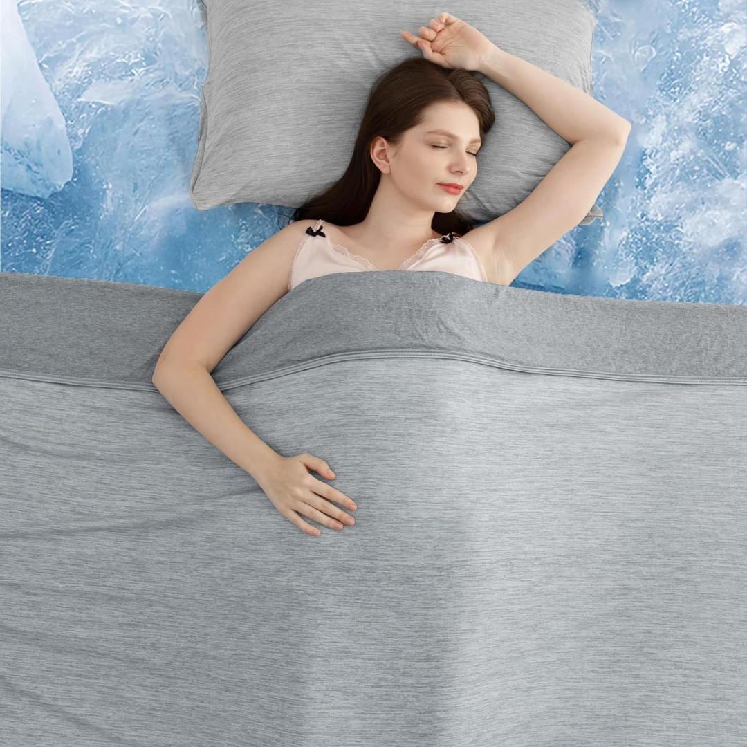 Elegear Revolutionary Cooling Blanket Twin, Absorbs Heat to Keep Body Cool for Night Sweats, Arc-Chill Cool 3.0 Fiber Q-Max>0.5 for Hot Sleepers, Lightweight Summer Cold Blankets for Sleeping, Grey