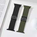 Braided Stretchy Solo Loop Compatible for Apple Watch Ultra 2 Band 49mm 46mm 45mm 44mm 42mm 41mm 40mm 38mm Men Women, Nylon Sport Bands with Parachute Buckle for iWatch Series 11 10 9 8 7 6 SE 5 4 3 (Black/Army Green)