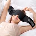 FRESHME Weighted Eye Mask for Sleeping - Black Cotton (0.7lb/11oz) Face Eye Cover Weighted Eye Pillow Oversize Large Soft Sleeping Mask with Nose Pad for Women Men Deep Sleep Essential