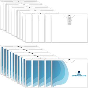 Eaasty Name Tags with Clips and Printable Inserts Clip On Name Badges Customizable Clear ID Badge Holder with Clips 3" x 4" Horizontal PVC for Meeting Seminar Show Event and Conference (100 Pack)