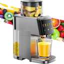 VCK Cold Press Juicer - Large 5.12" Feed Chute, Easy to Clean, Slow Masticating for Nutrient Retention, Quiet Motor, High Juice Yield, Leakproof - Sliver