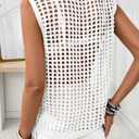 Sidefeel Womens Summer Crochet Tank Tops V Neck Hollow Out Knit Sleeveless Beach Cover Ups Top White Small (White, S)