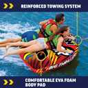 Wow Sports Thriller Towable Deck Tube for Boating Adults, Tubing Boat Inflatable for Water Sports, 2 person