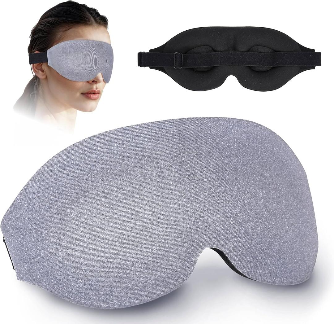 Sleep Mask  3D Contoured Eye Mask for Sleeping, Adjustable Strap, Memory Foam, Lightweight & Breathable Blindfold for Travel, Naps, Meditation