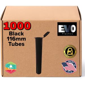 116mm Black Tubes- Pop Top Vials - 1000 Count