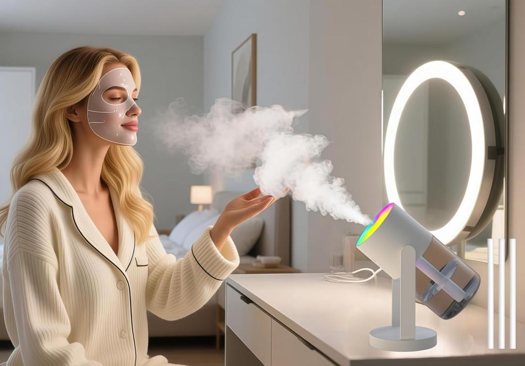UEISODC Bedroom Humidifier, Desktop USB Humidifier, Car Air Freshener, Relieves Tight Skin, Cough, Nasal Congestion, Allergies And Dry Air With Automatic Shutdown, Silent Operation (White)