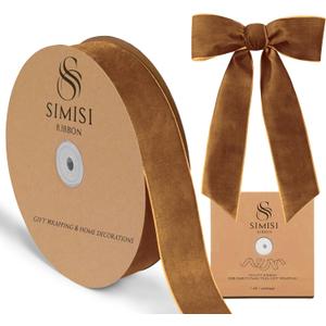 Copper Velvet Ribbon 1.5'' 25 Yards for Christmas Tree, Gift Wrapping, Flower Bouquet, Wreath Decorations, Bow Making